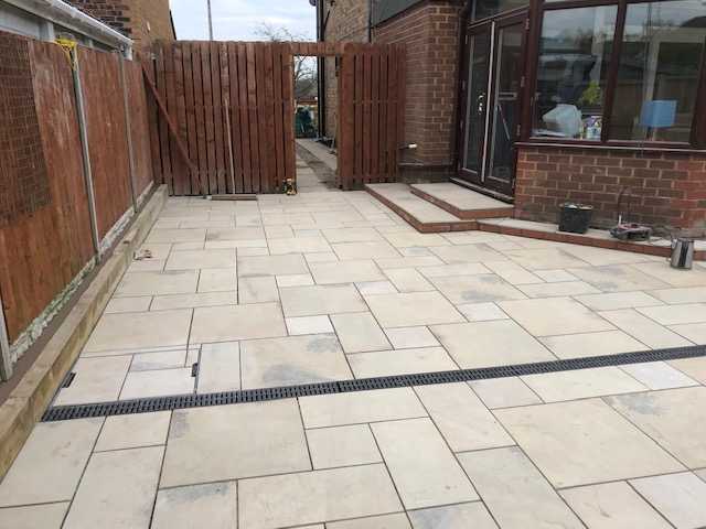Garden Makeover - Fitted porcelain tiles & artifical grass - also removed old shed